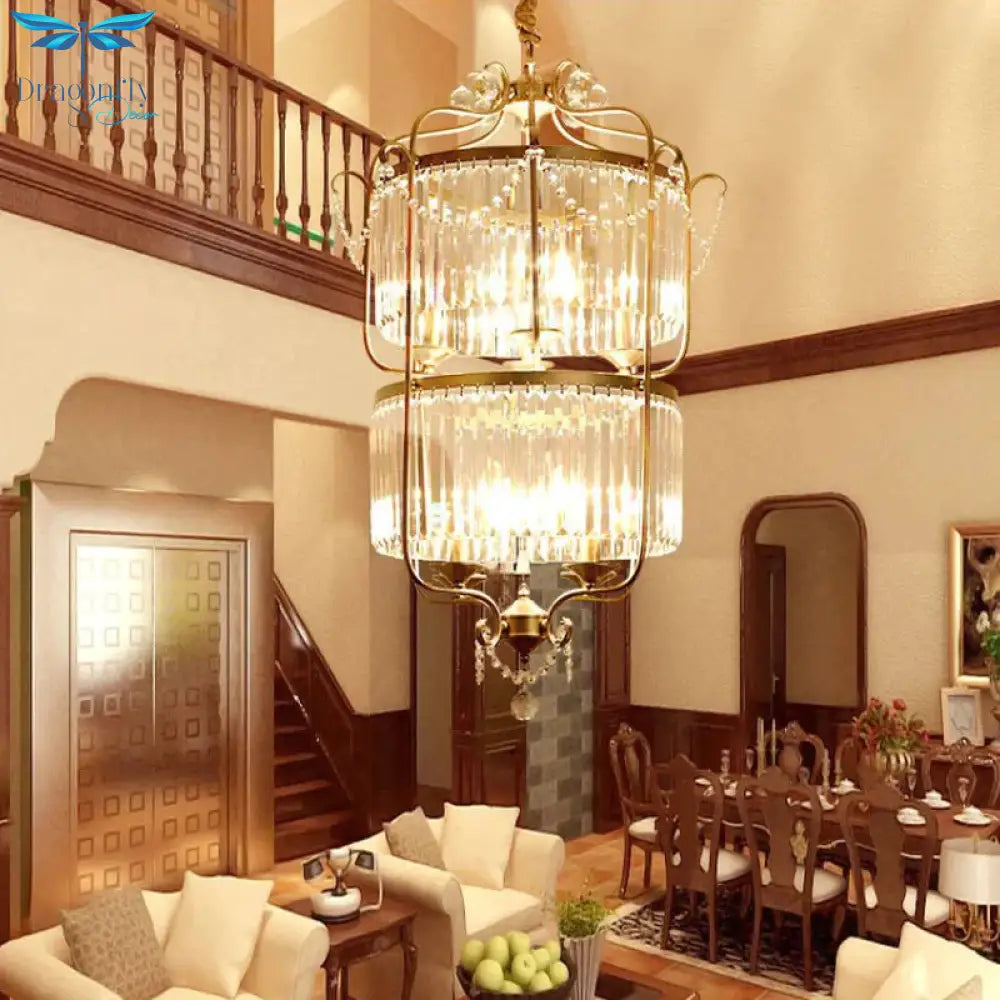 Minimalism Candelabra Ceiling Chandelier 6/8 Lights Crystal Pendant Light Fixture In Gold/Light