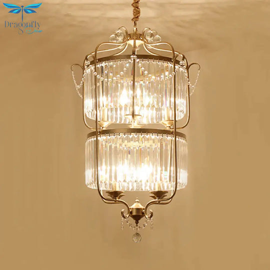 Minimalism Candelabra Ceiling Chandelier 6/8 Lights Crystal Pendant Light Fixture In Gold/Light