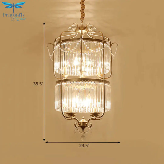 Minimalism Candelabra Ceiling Chandelier 6/8 Lights Crystal Pendant Light Fixture In Gold/Light
