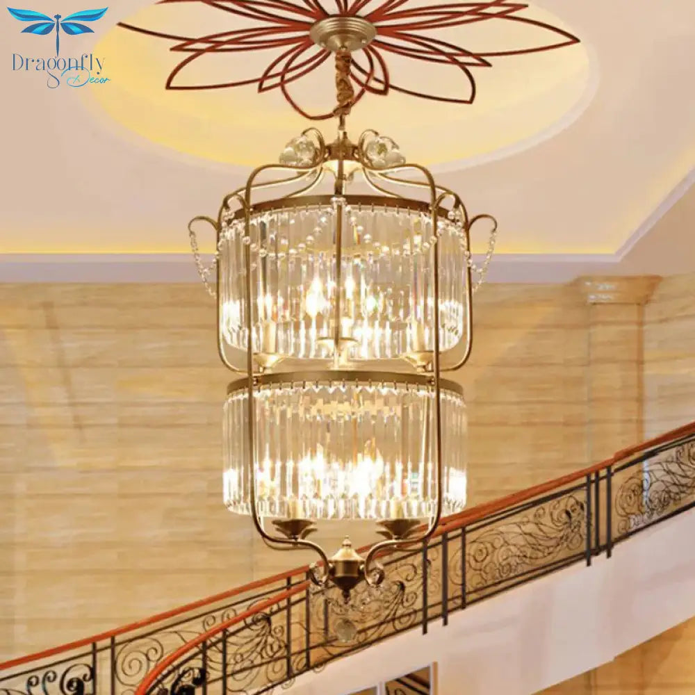 Minimalism Candelabra Ceiling Chandelier 6/8 Lights Crystal Pendant Light Fixture In Gold/Light