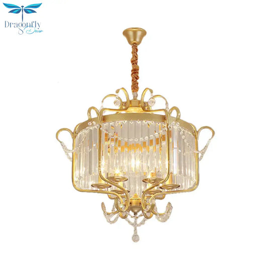 Minimalism Candelabra Ceiling Chandelier 6/8 Lights Crystal Pendant Light Fixture In Gold/Light