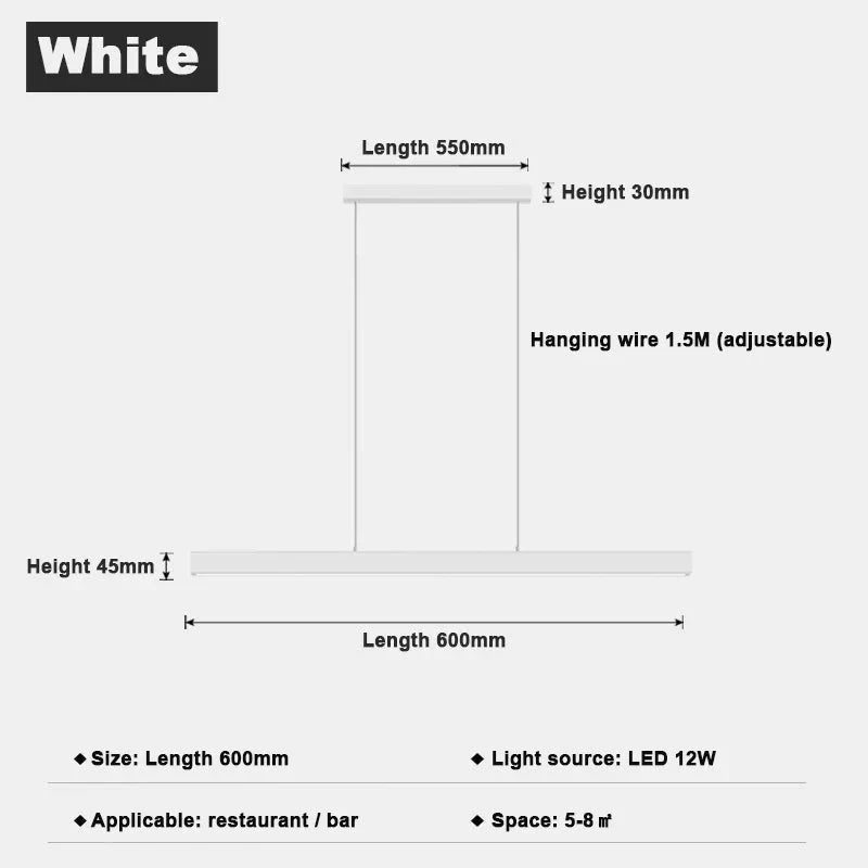 Minimalist Led Long Bar Pendant Light For Dining Room Kitchen 60Cm 1 / Cold White Pendant