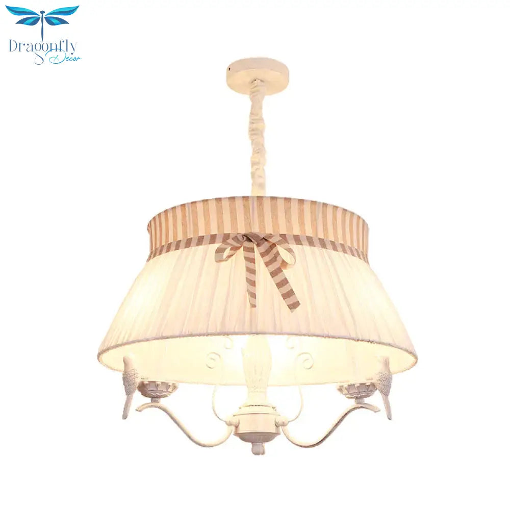 Modern 3 Lights Chandelier Lamp With Fabric Shade White Conical Pendant Light Fixture