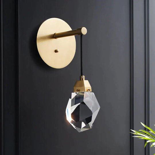 Modern Crystal Led Full Copper Wall Lamp Warm Light Lamps