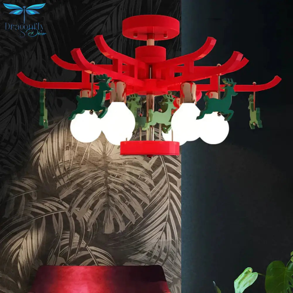 Modern Deer Hanging Chandelier Metal Ceiling Lamp For Living Room