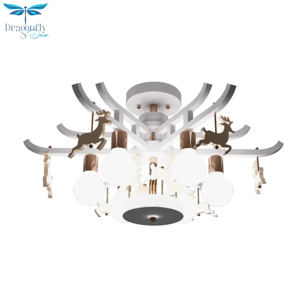 Modern Deer Hanging Chandelier Metal Ceiling Lamp For Living Room
