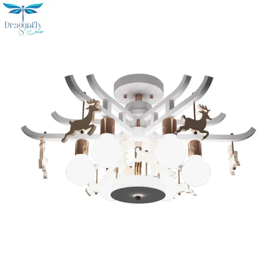 Modern Deer Hanging Chandelier Metal Ceiling Lamp For Living Room