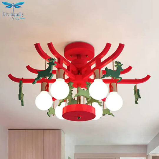Modern Deer Hanging Chandelier Metal Ceiling Lamp For Living Room