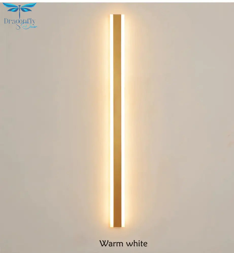 Modern Ip65 Waterproof Outdoor Lights Stainless Steel Long Led Wall Lamp Gold Light Garden Porch