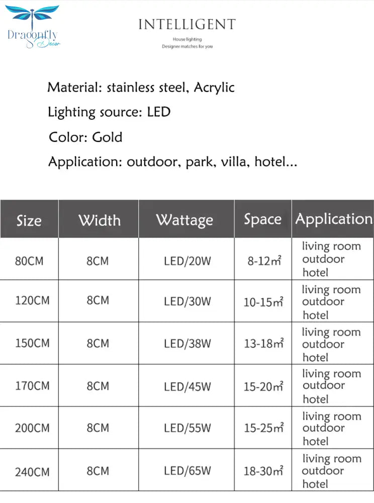 Modern Ip65 Waterproof Outdoor Lights Stainless Steel Long Led Wall Lamp Gold Light Garden Porch