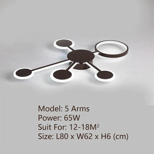 Modern Led Ceiling Light Remote Control For Living Room Bedroom Study Indoor Home Fixtures 5 Arms /