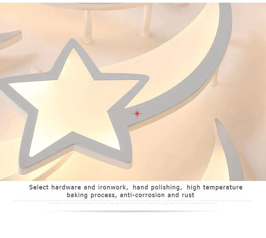 Modern Led Chandelier Art Deco Room Indoor Lamp White Star For Living Dining Bedroom Kid’s