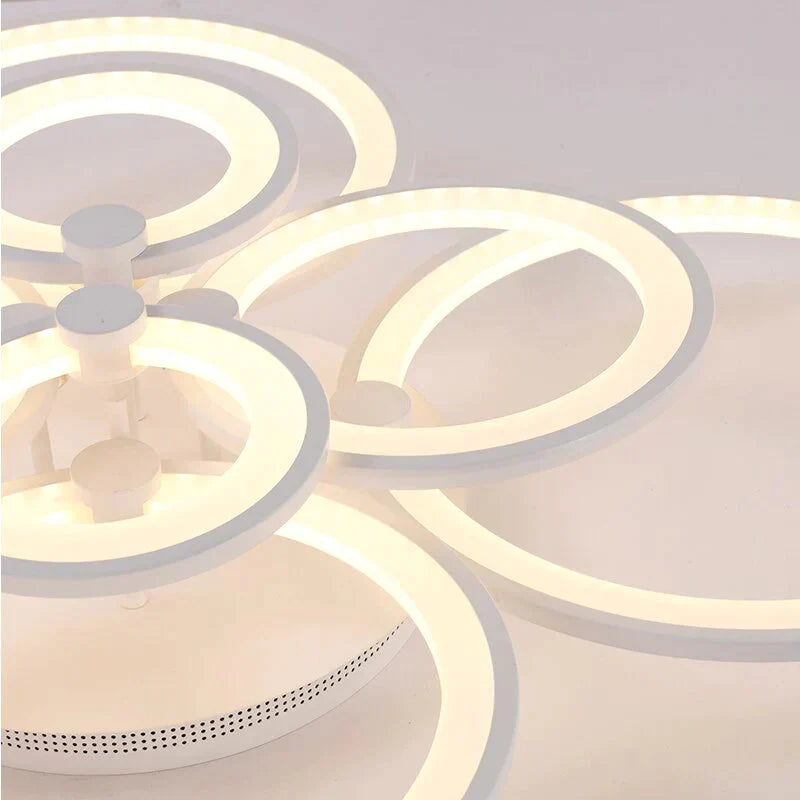 Modern Led Rings Ceiling Lamp For Kitchen Living Room Study Bedroom Dimmable + Remote Control