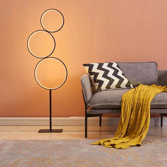 Modern Minimalist Led Ring Floor Lights Lighting Art Deco Home Touch Switch Standing Lamp For