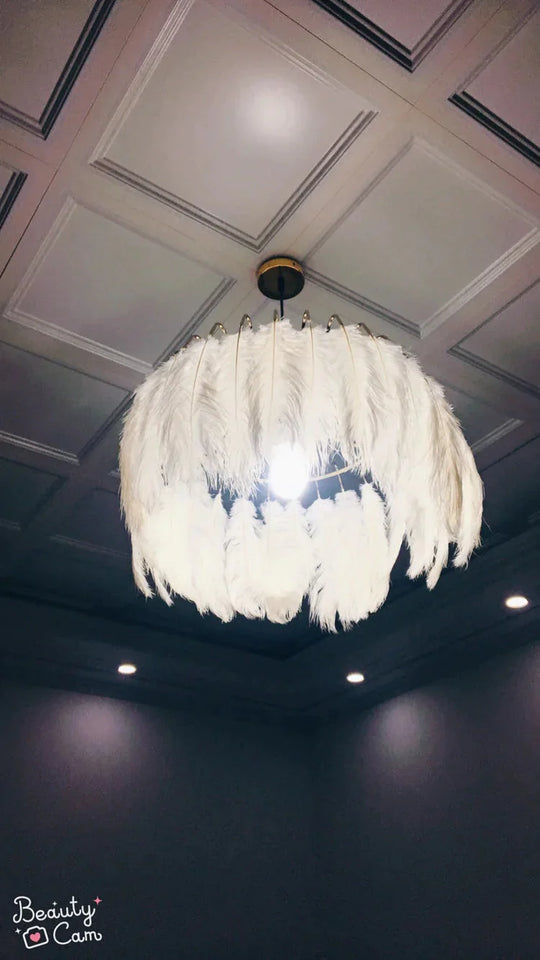 Modern Nordic Fairy Feather Chandelier Lamp Loft Pendant Lights Living Suspension Lighting Fixtures