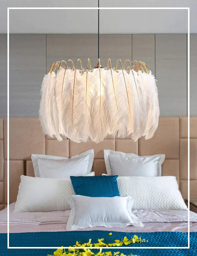 Modern Nordic Fairy Feather Chandelier Lamp Loft Pendant Lights Living Suspension Lighting Fixtures