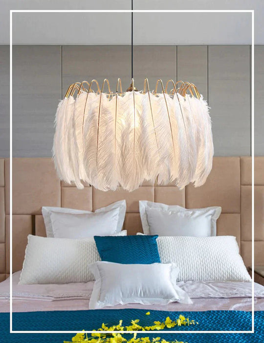 Modern Nordic Fairy Feather Chandelier Lamp Loft Pendant Lights Living Suspension Lighting Fixtures