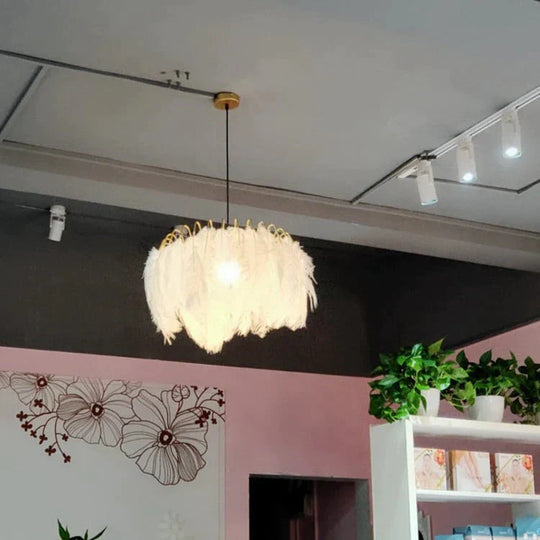 Modern Nordic Fairy Feather Chandelier Lamp Loft Pendant Lights Living Suspension Lighting Fixtures