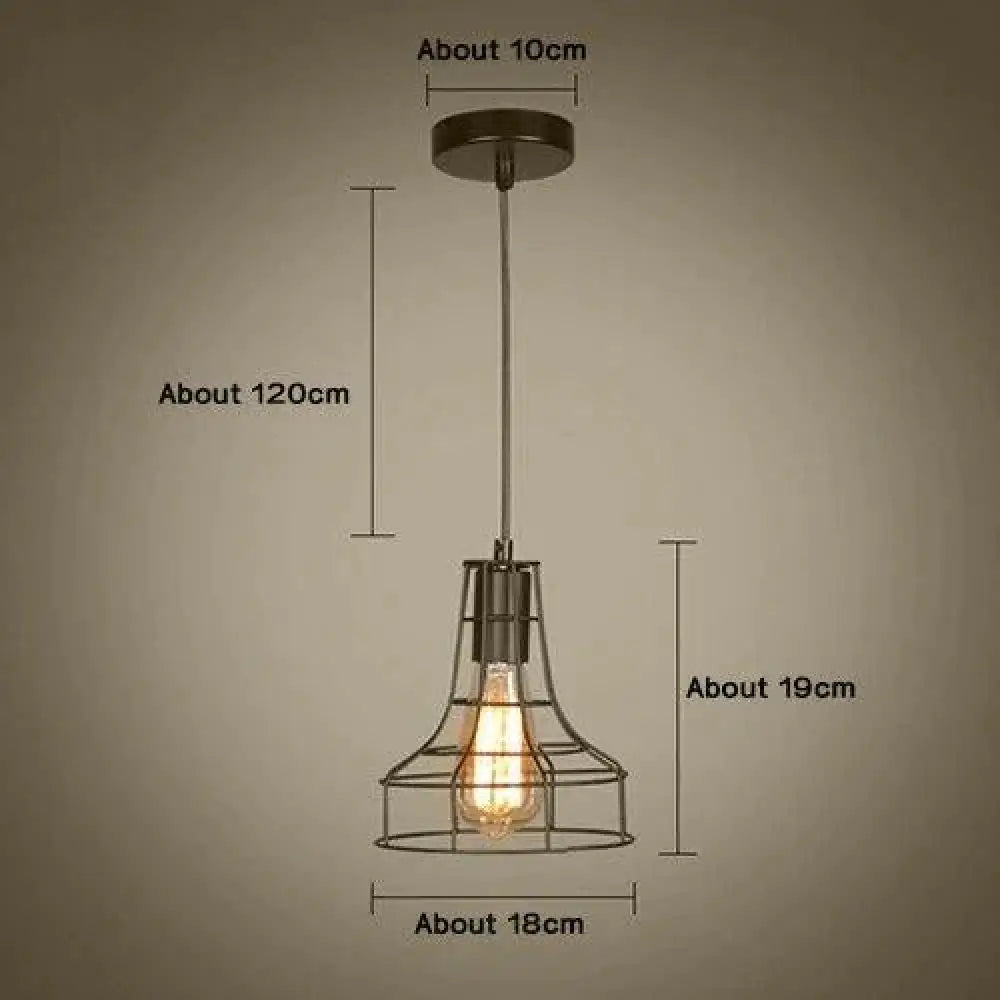 Modern Pendant Light Black Iron Hanging Cage Vintage E27Led Lamp Bulb Industrial Loft Retro Dining