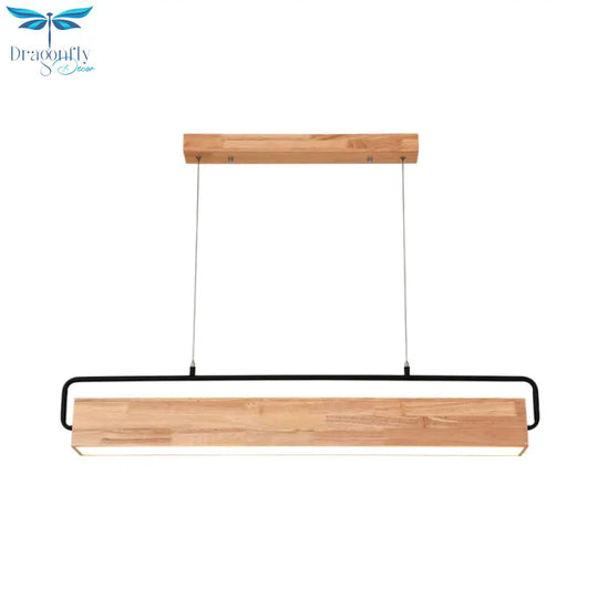 Modern Rectangular Wood Ceiling Chandelier Led Drop Pendant Light In Warm/White