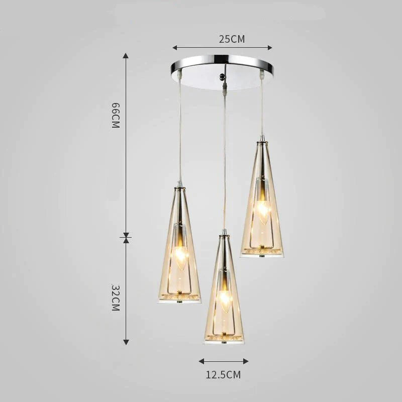 Modern Simple Led Chandelier Three Head Crystal Disc - Cognac / 5W Pendant