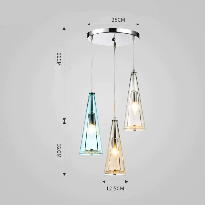 Modern Simple Led Chandelier Three Head Crystal Disc Tricolor Mix (Aqua + Cognac Clear) / 5W Pendant