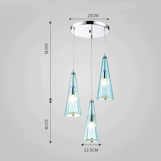 Modern Simple Led Chandelier Three Head Crystal Disc - Water - Blue / 5W Pendant