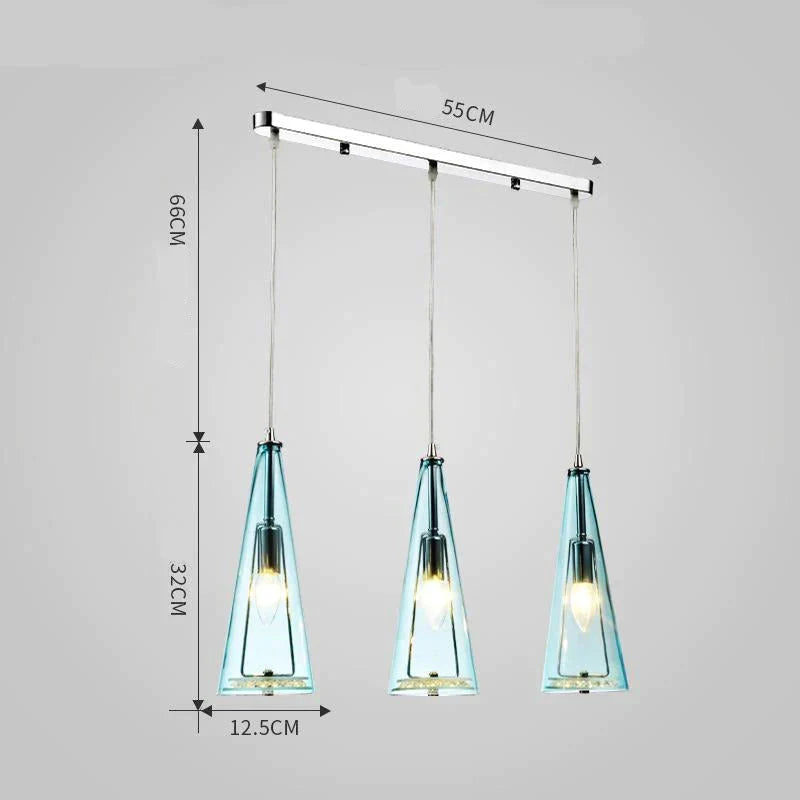 Modern Simple Led Chandelier Three Head Crystal Long Plate Water Blue / 5W Pendant