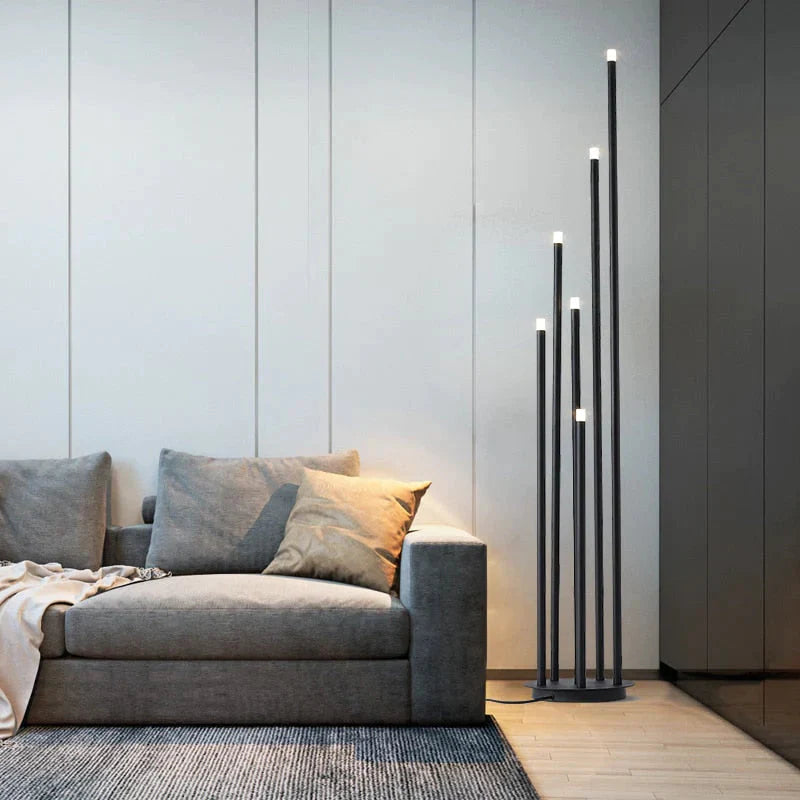 Modern Simple Personality Black Multi - Head Led Floor Lamp Branch Stand Living Room Reading