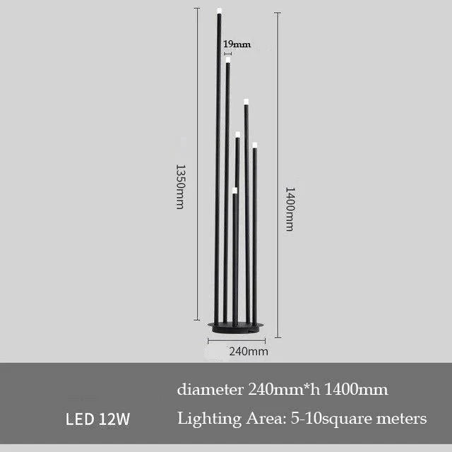 Modern Simple Personality Black Multi - Head Led Floor Lamp Branch Stand Living Room Reading