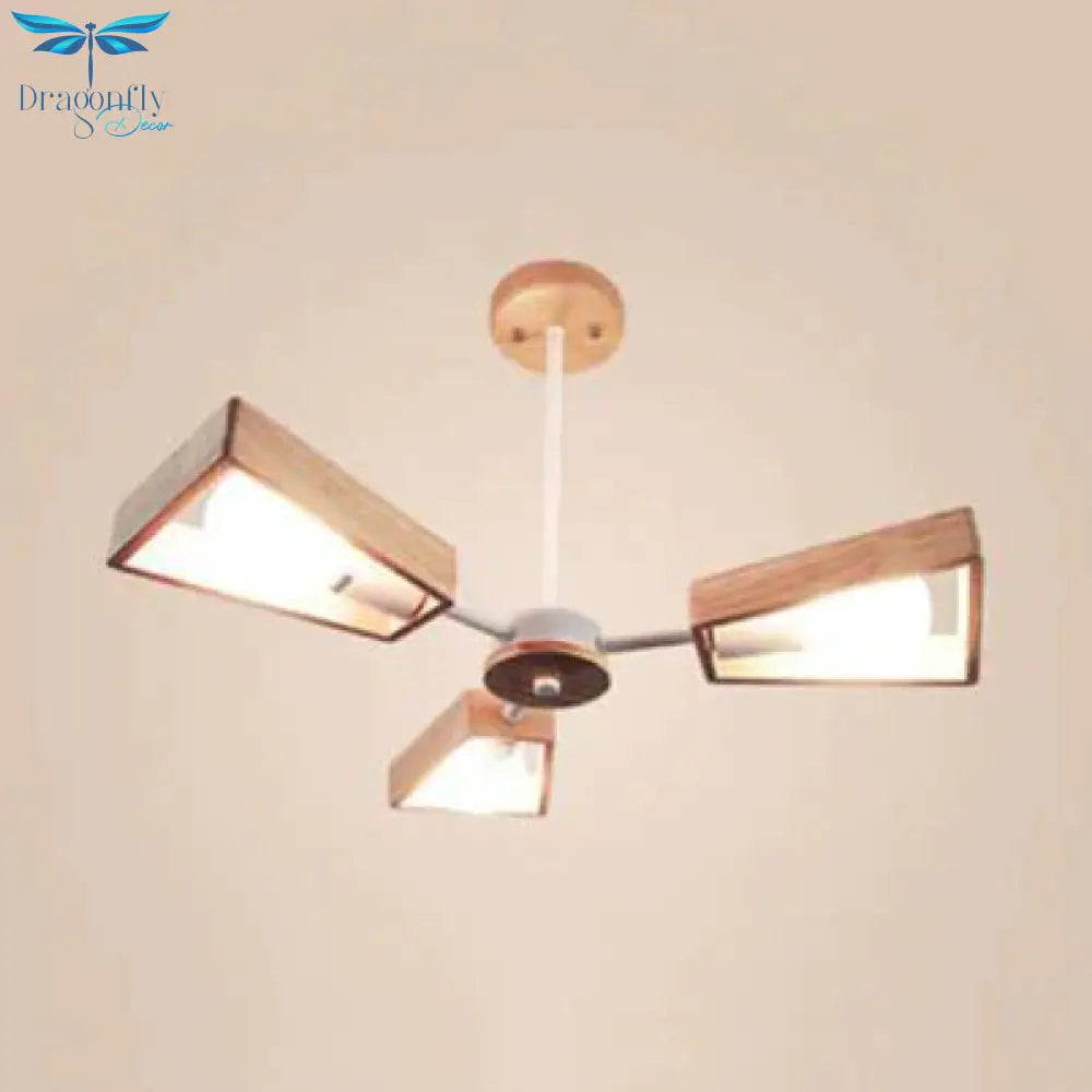 Modern Sputnik Chandelier Pendant Wooden 3/5/8 - Light Bedroom Hanging Lamp In Black/White