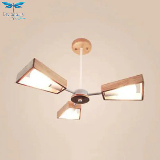 Modern Sputnik Chandelier Pendant Wooden 3/5/8 - Light Bedroom Hanging Lamp In Black/White