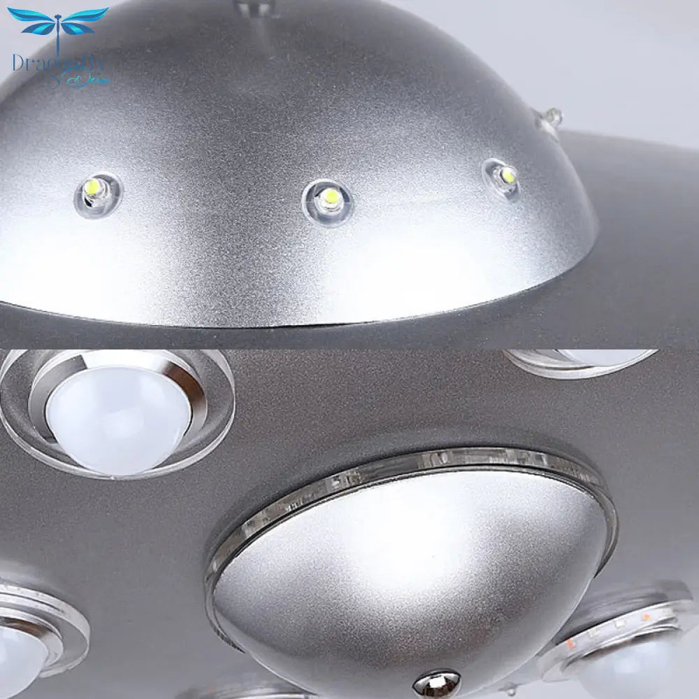 Modern Style Blue Chandelier Ufo Six Lights Metal Pendant Lamp For Child Bedroom
