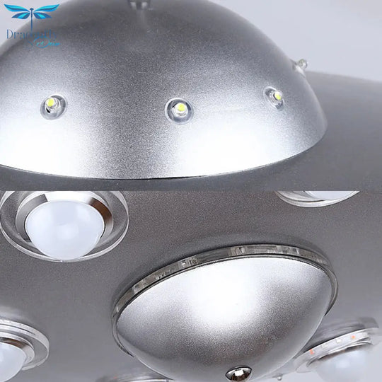 Modern Style Blue Chandelier Ufo Six Lights Metal Pendant Lamp For Child Bedroom