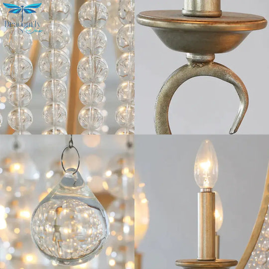 Modernism Candle Ceiling Chandelier Crystal 9 Heads Hanging Light Fixture In Brass For Bedroom