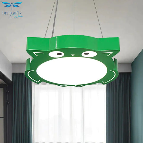 Modernism Owl Design Pendant Light Acrylic Led Children Bedroom Chandelier Lamp In Pink/Yellow
