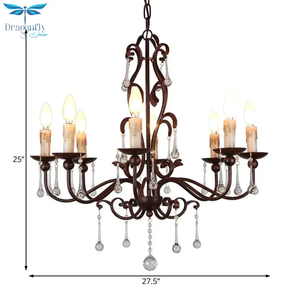 Modernism Sputnik Ceiling Chandelier Crystal 6/8 Heads Hanging Light Fixture In Black For Bedroom