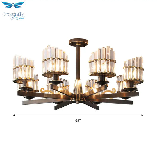 Modernism Sputnik Hanging Light 3/6/8 Heads Three Sided Crystal Rod Ceiling Chandelier In