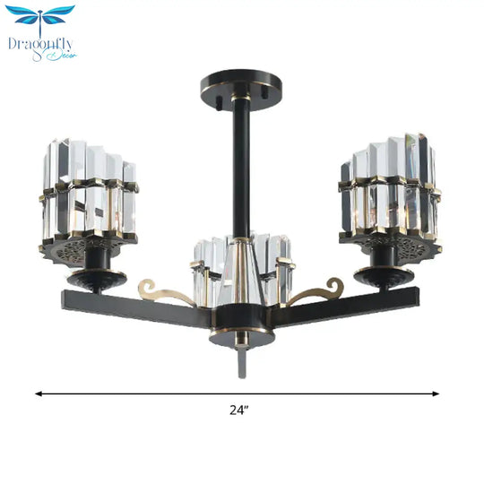 Modernism Sputnik Hanging Light 3/6/8 Heads Three Sided Crystal Rod Ceiling Chandelier In