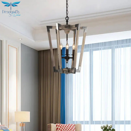 Modernism Tapered Ceiling Chandelier White/Beige/Dark Wood 3 Heads Hanging Light Fixture For Bedroom
