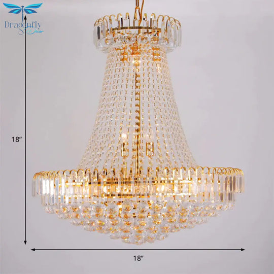 Modernist Crystal Gold Chandelier Light 16’/23.5’ Wide