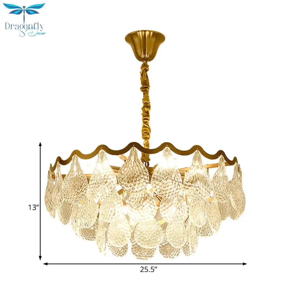 Multi Tiered Crystal Chandelier Gold 8/15 Bulbs Hanging Ceiling Light For Living Room