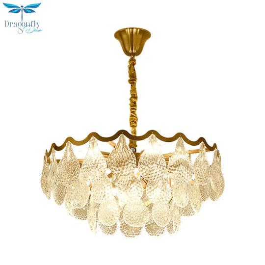 Multi Tiered Crystal Chandelier Gold 8/15 Bulbs Hanging Ceiling Light For Living Room