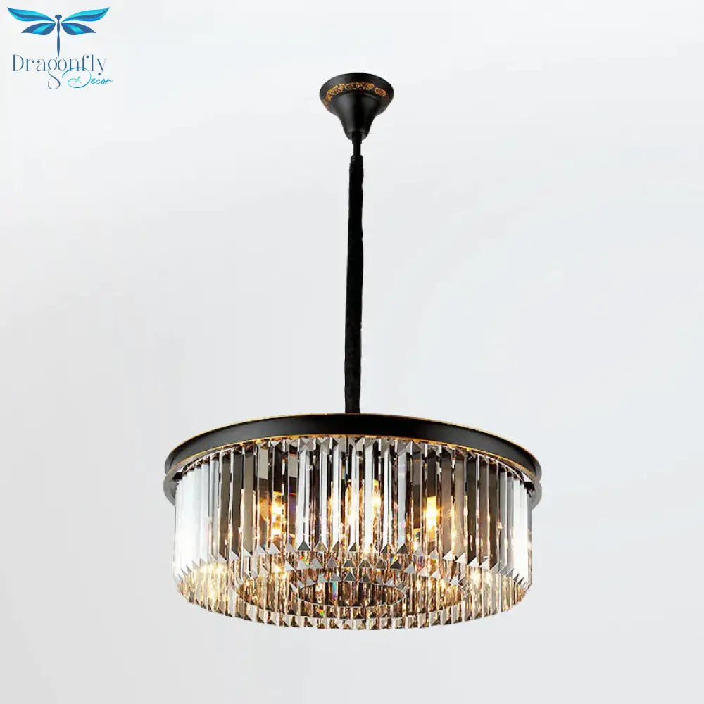 Multi Tired Black Island Lighting Crystal Chandelier Pendant Light For Dining Room