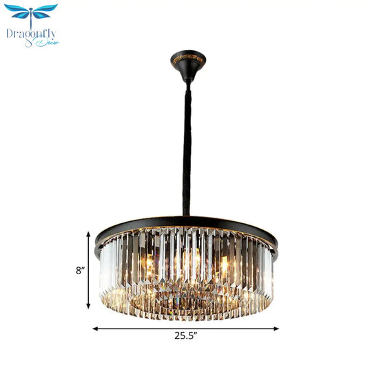 Multi Tired Black Island Lighting Crystal Chandelier Pendant Light For Dining Room