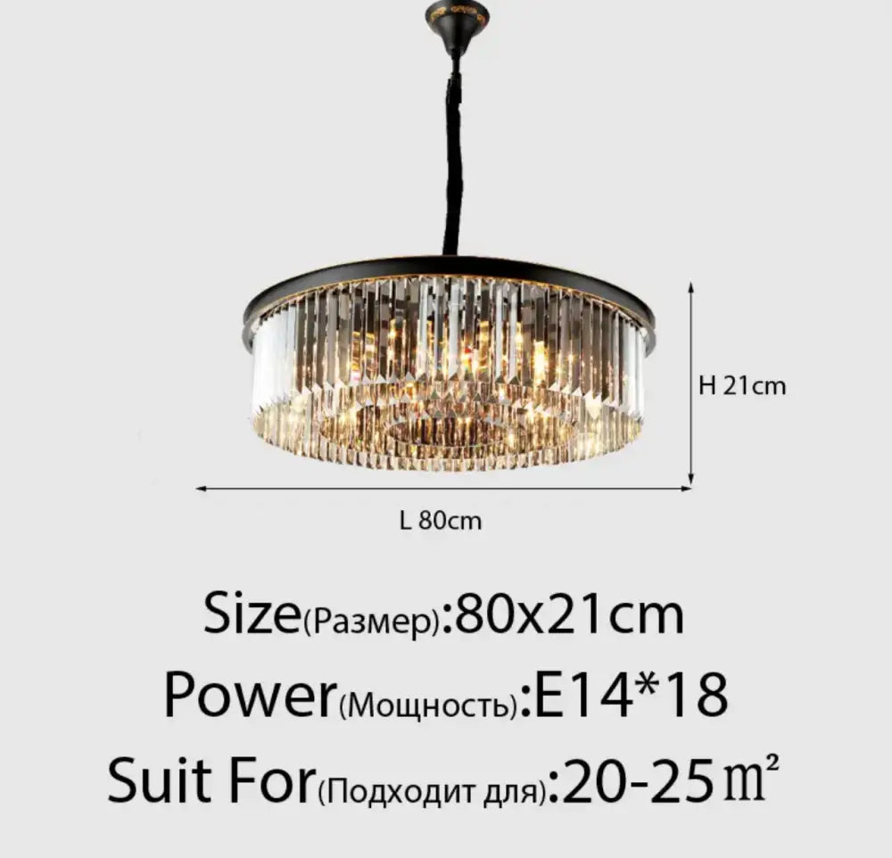 Multi Tired Black Island Lighting Crystal Chandelier Pendant Light For Dining Room / Large Round