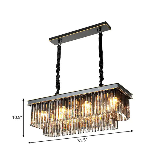 Multi Tired Black Island Lighting Crystal Chandelier Pendant Light For Dining Room