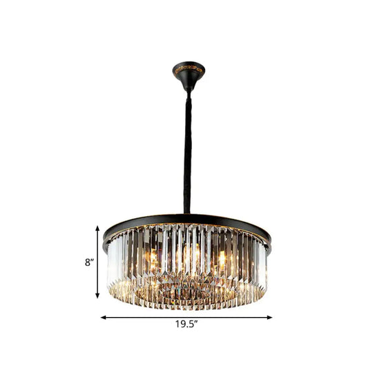 Multi Tired Black Island Lighting Crystal Chandelier Pendant Light For Dining Room
