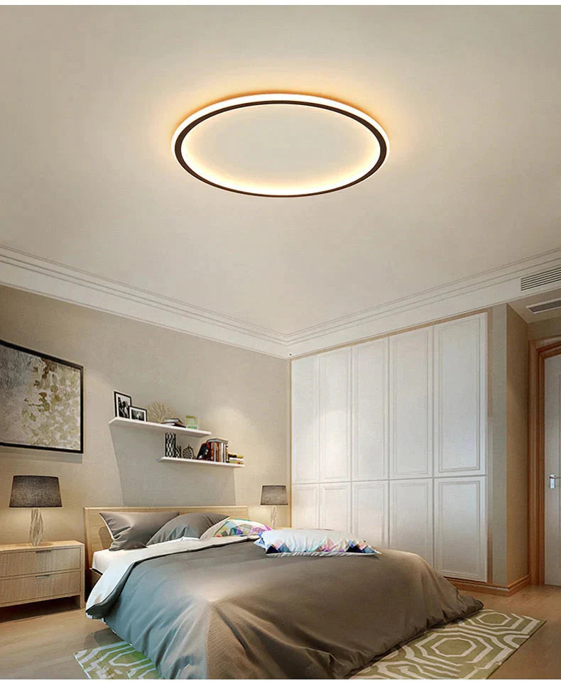 New Modern Black White Ultra - Thin Led Ceiling Light Rectangular Round Bedroom Lamp Living Room