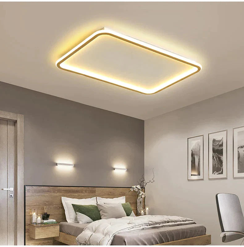 New Modern Black White Ultra - Thin Led Ceiling Light Rectangular Round Bedroom Lamp Living Room